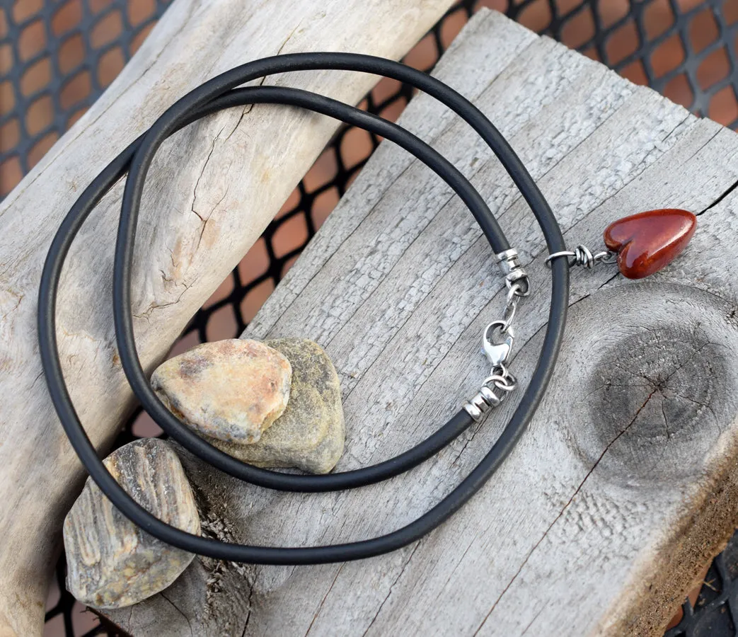 Black Cord Necklace. Sterling Silver. Bunna Faux Leather. Handmade Necklace. Sterling Silver. Vegan Leather.