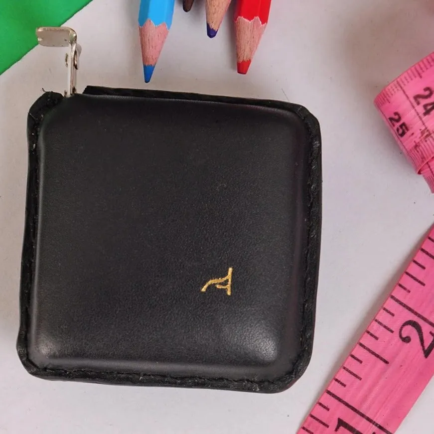 Black Leather Finish Retractable Measuring Tape | Saddle Leather | Unique Design