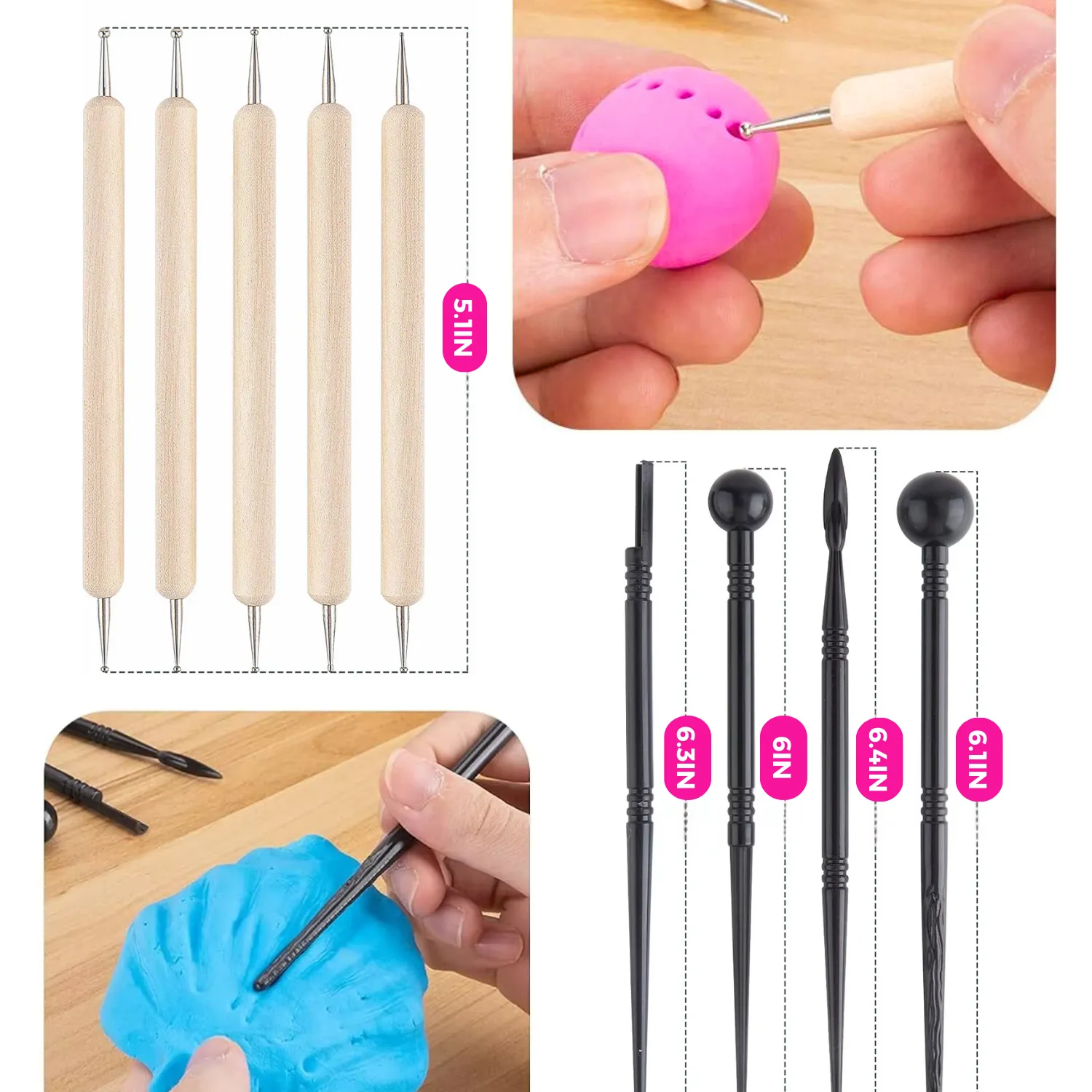 Clay Sculpting Tools Set of 18 Dotting Embossing