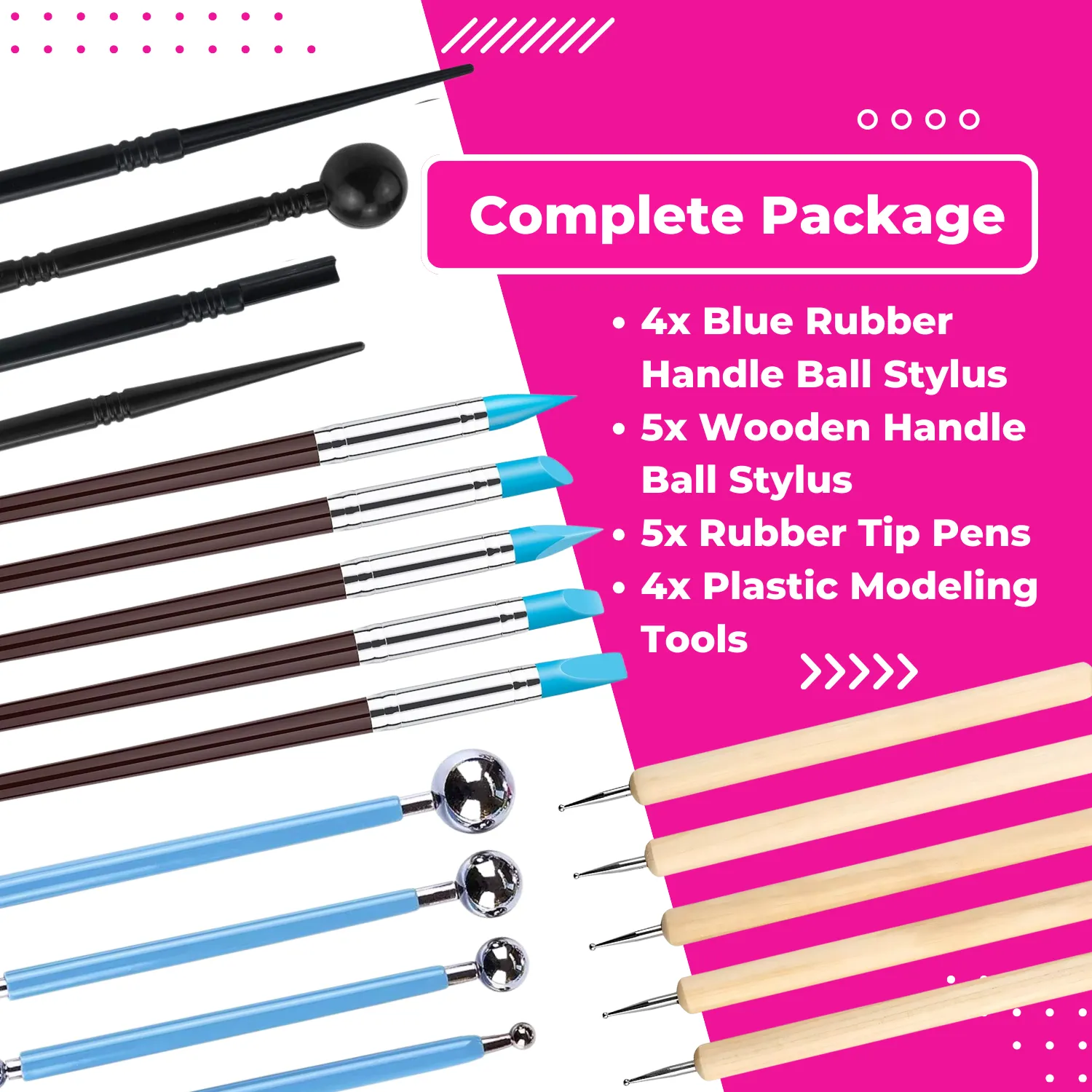 Clay Sculpting Tools Set of 18 Dotting Embossing