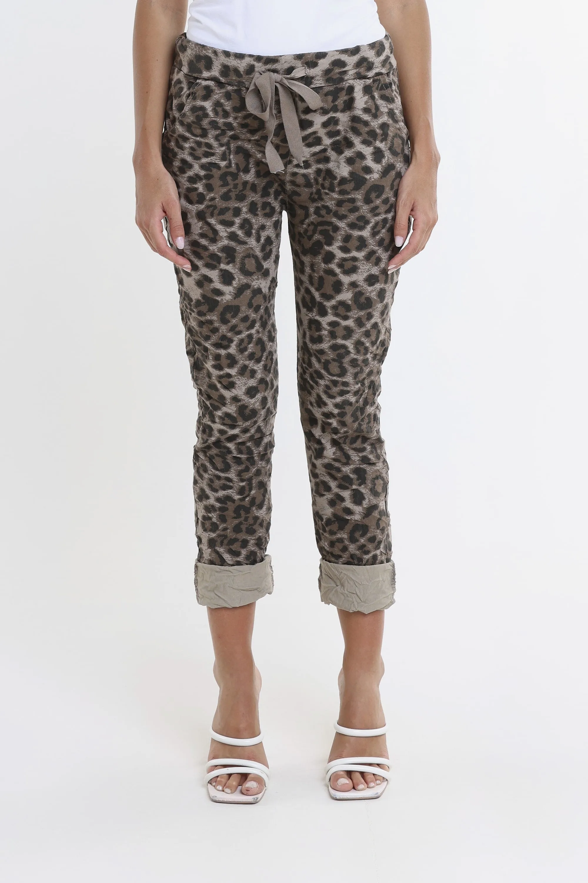Collins Leopard Stretch Tie Waist Pant (PL160D)
