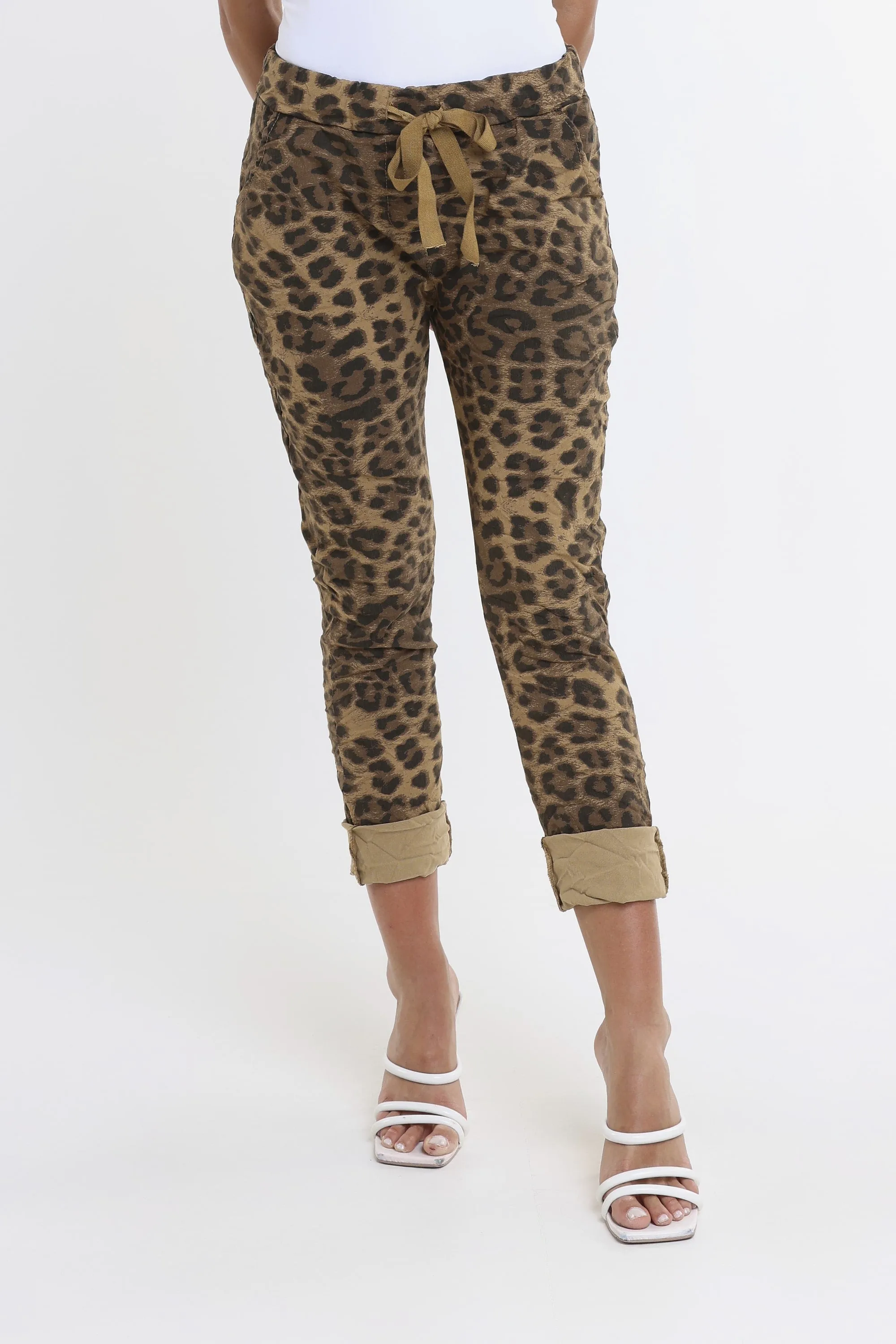 Collins Leopard Stretch Tie Waist Pant (PL160D)