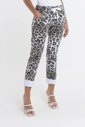 Collins Leopard Stretch Tie Waist Pant (PL160D)