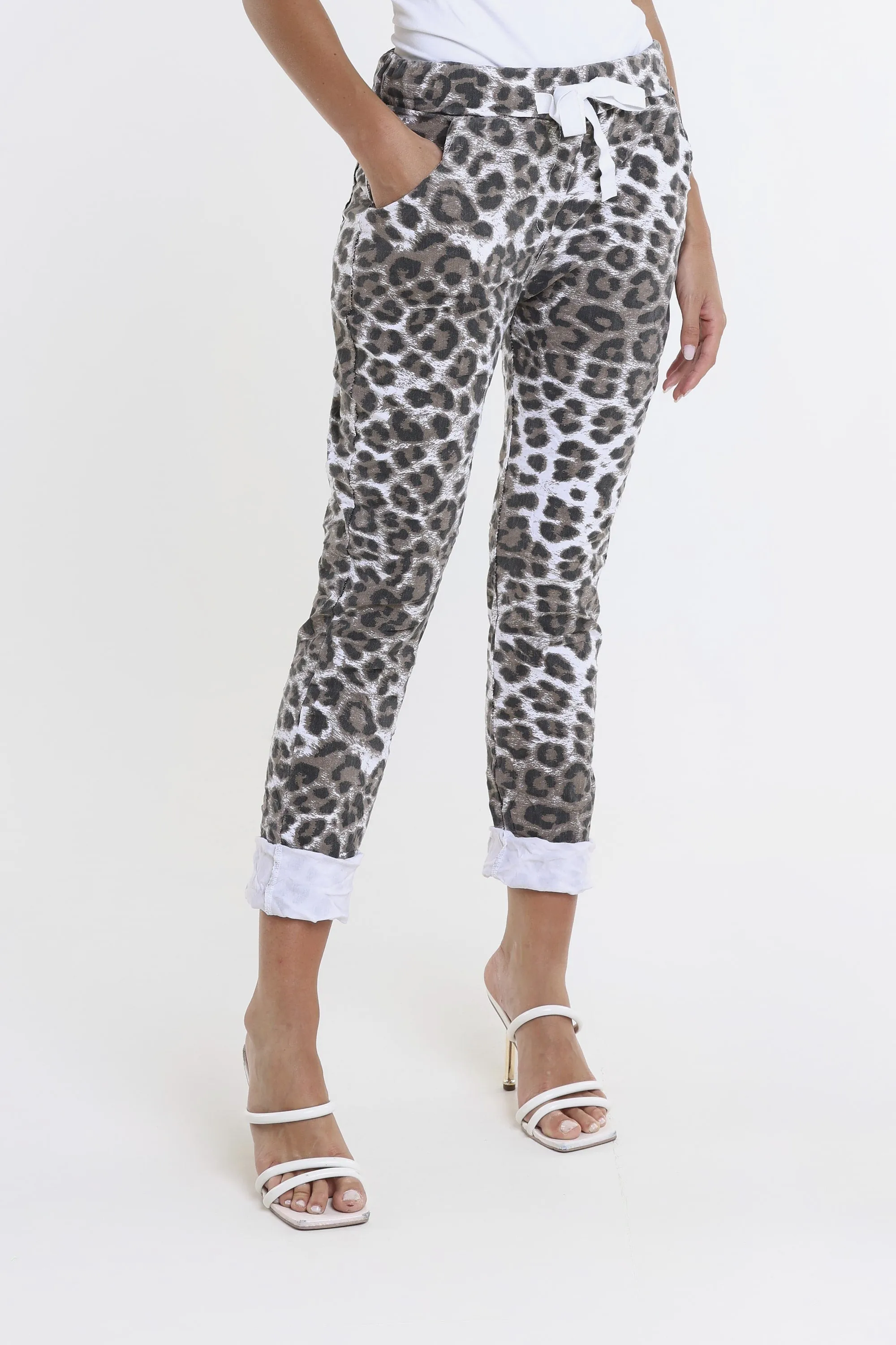 Collins Leopard Stretch Tie Waist Pant (PL160D)