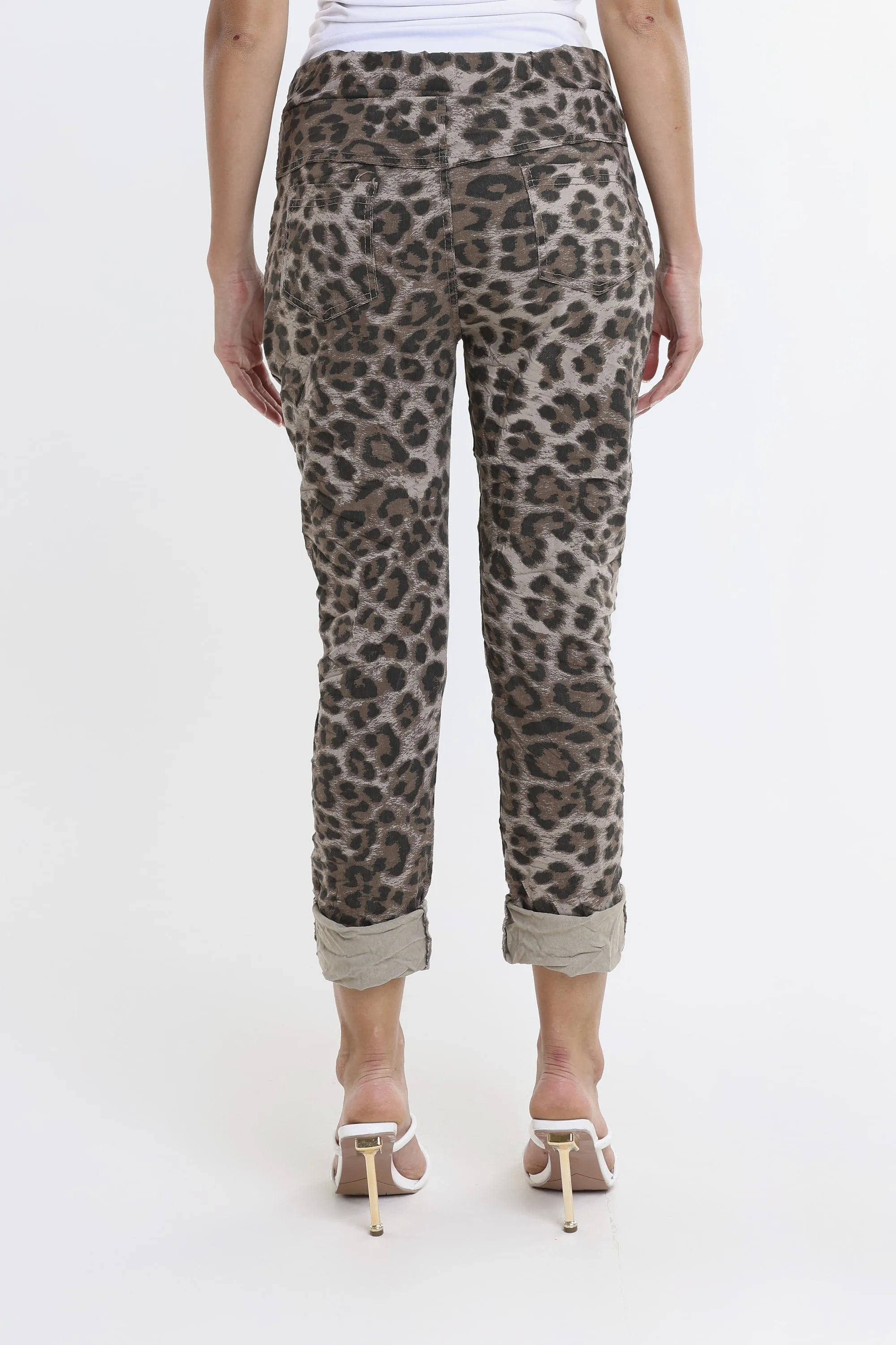 Collins Leopard Stretch Tie Waist Pant (PL160D)