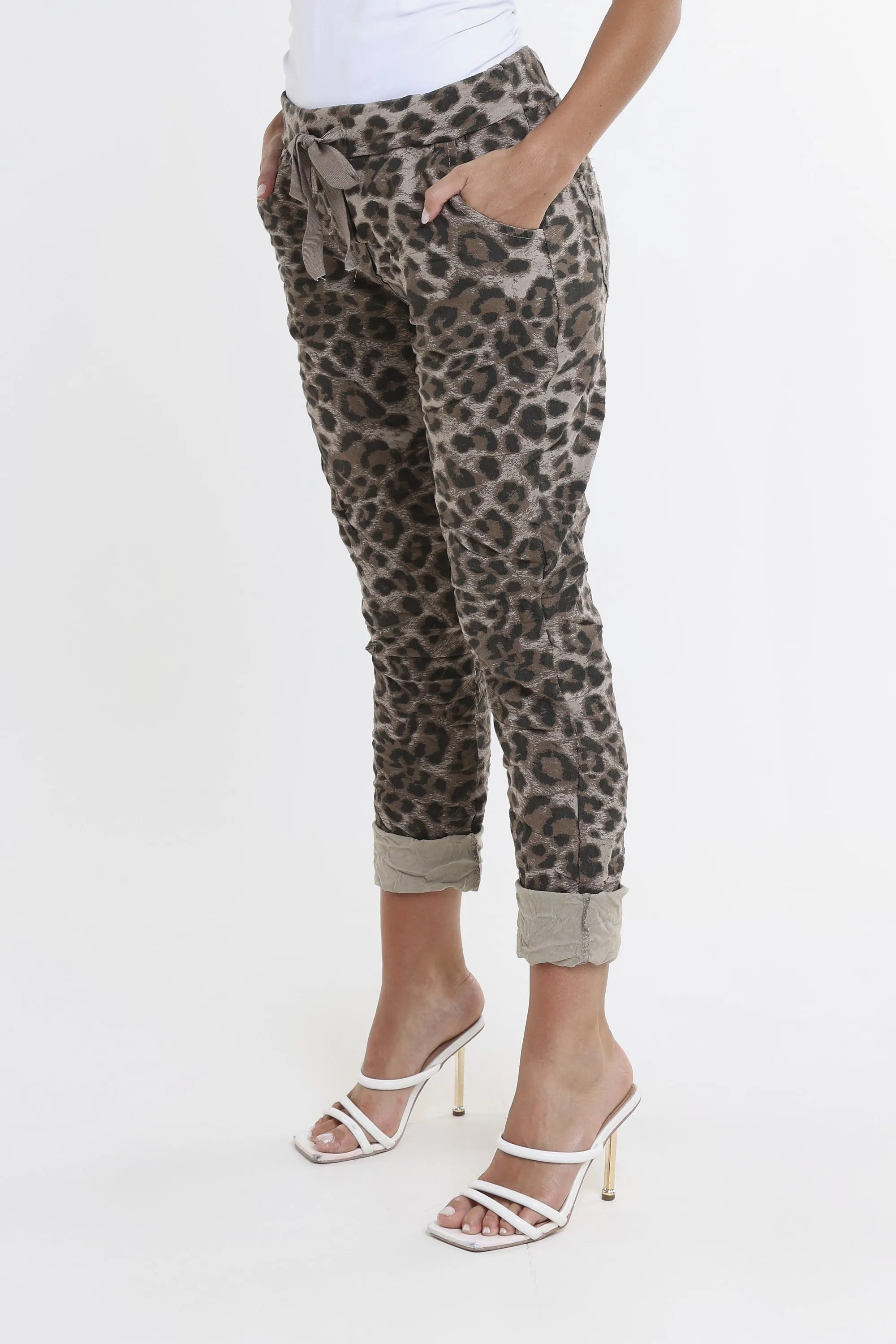 Collins Leopard Stretch Tie Waist Pant (PL160D)