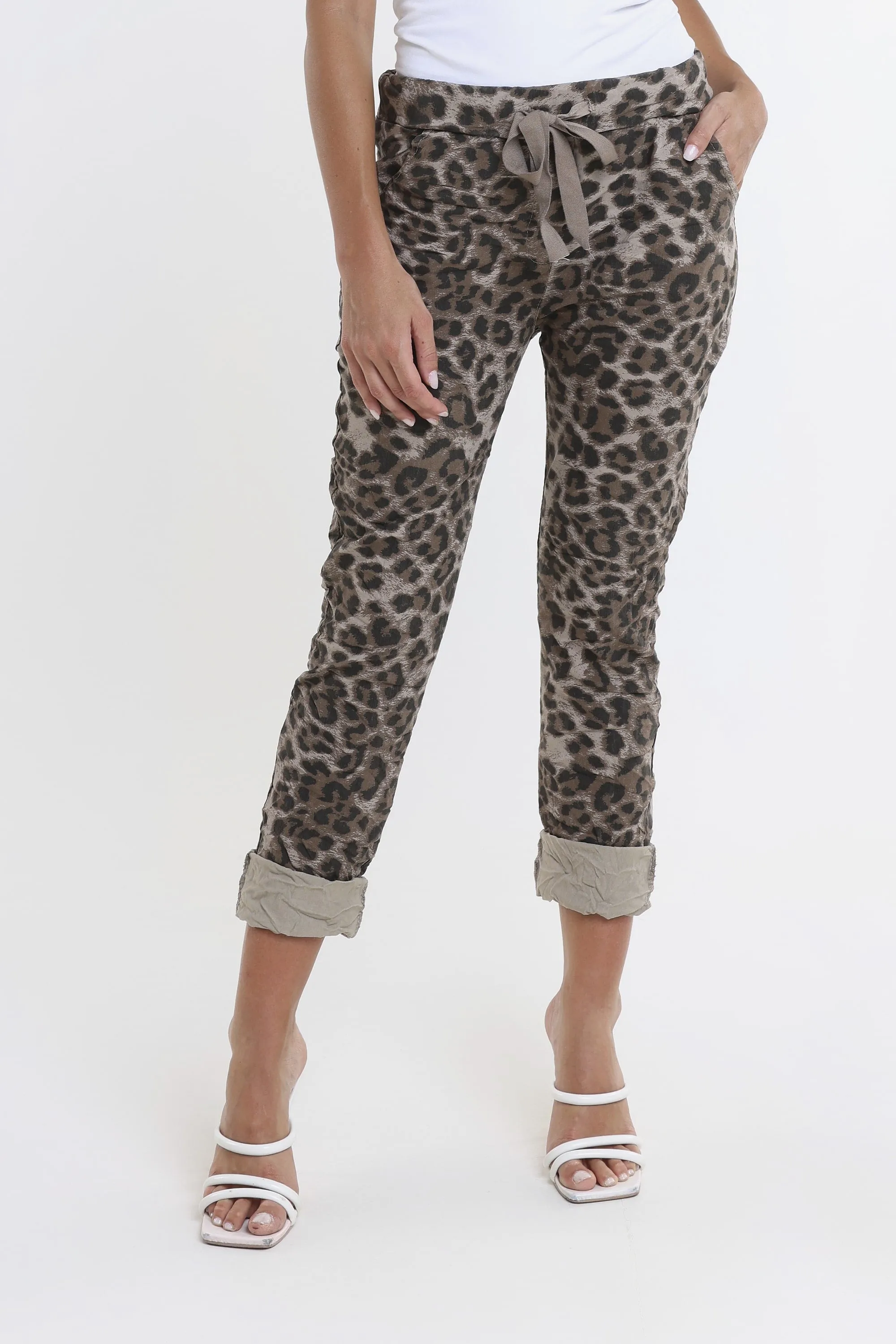 Collins Leopard Stretch Tie Waist Pant (PL160D)