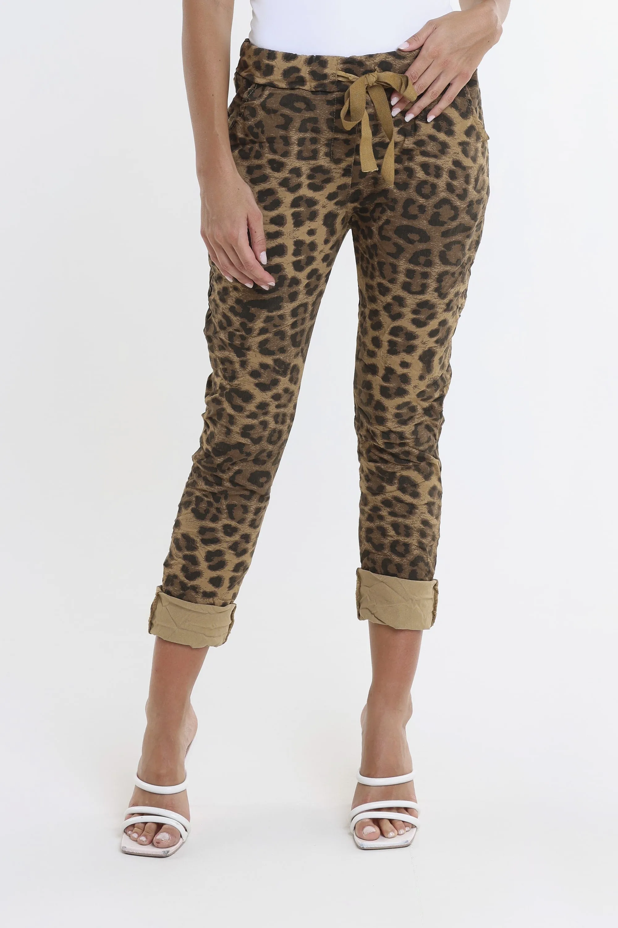 Collins Leopard Stretch Tie Waist Pant (PL160D)