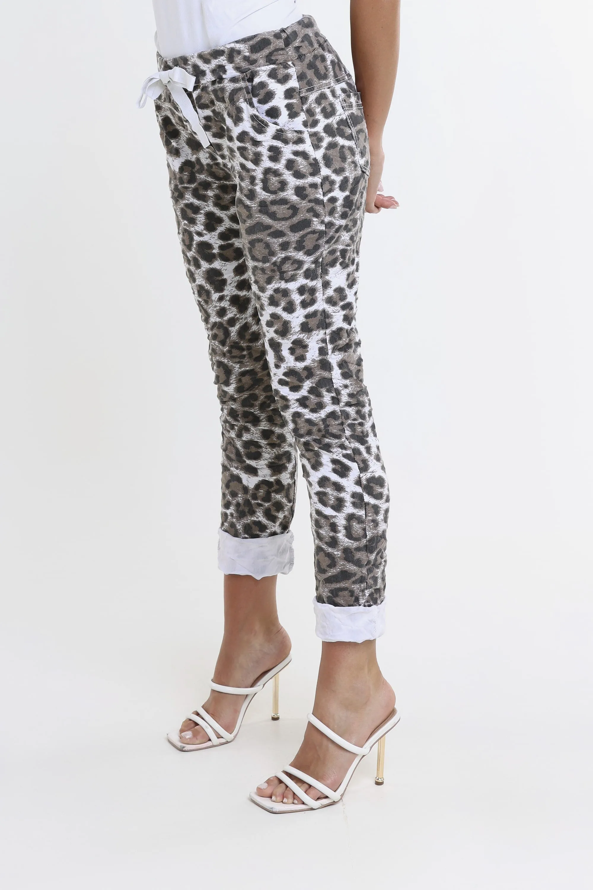 Collins Leopard Stretch Tie Waist Pant (PL160D)