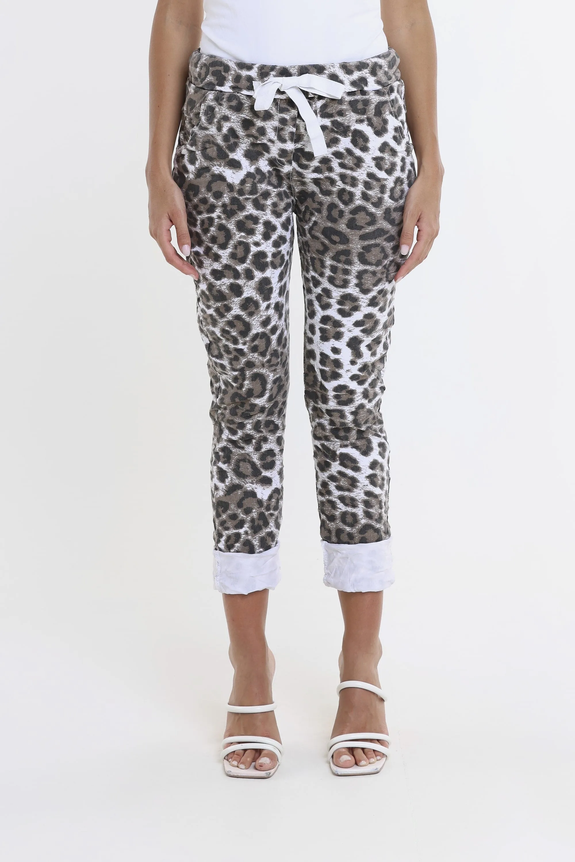Collins Leopard Stretch Tie Waist Pant (PL160D)