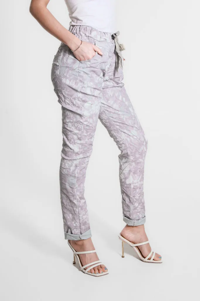 Collins Tonal Splotch Stretch Tie Waist Pant (PL160T)