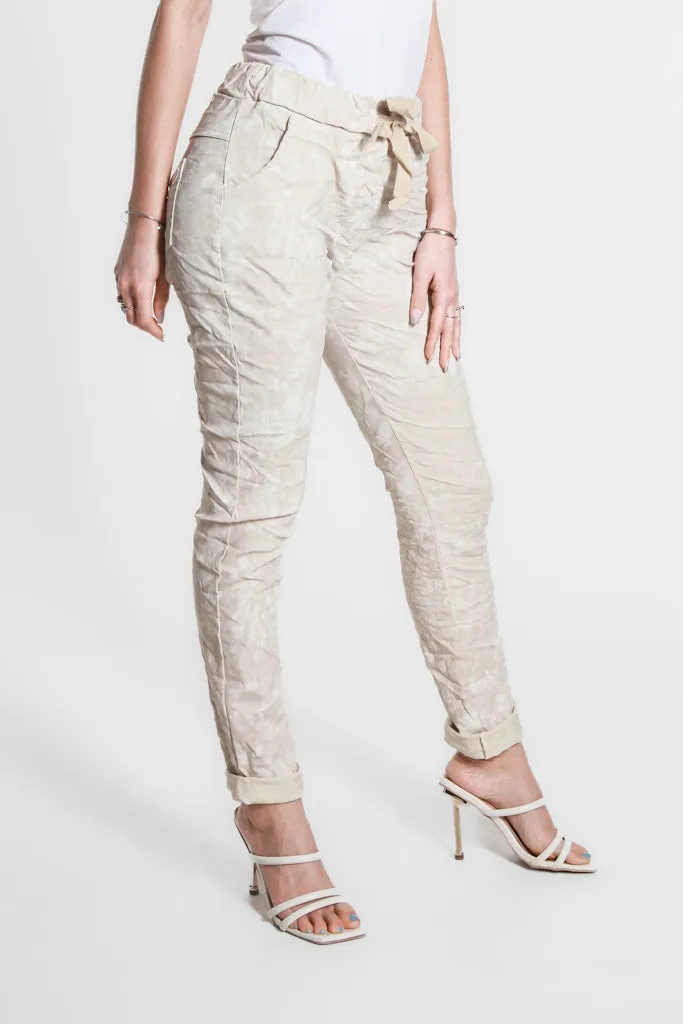 Collins Tonal Splotch Stretch Tie Waist Pant (PL160T)
