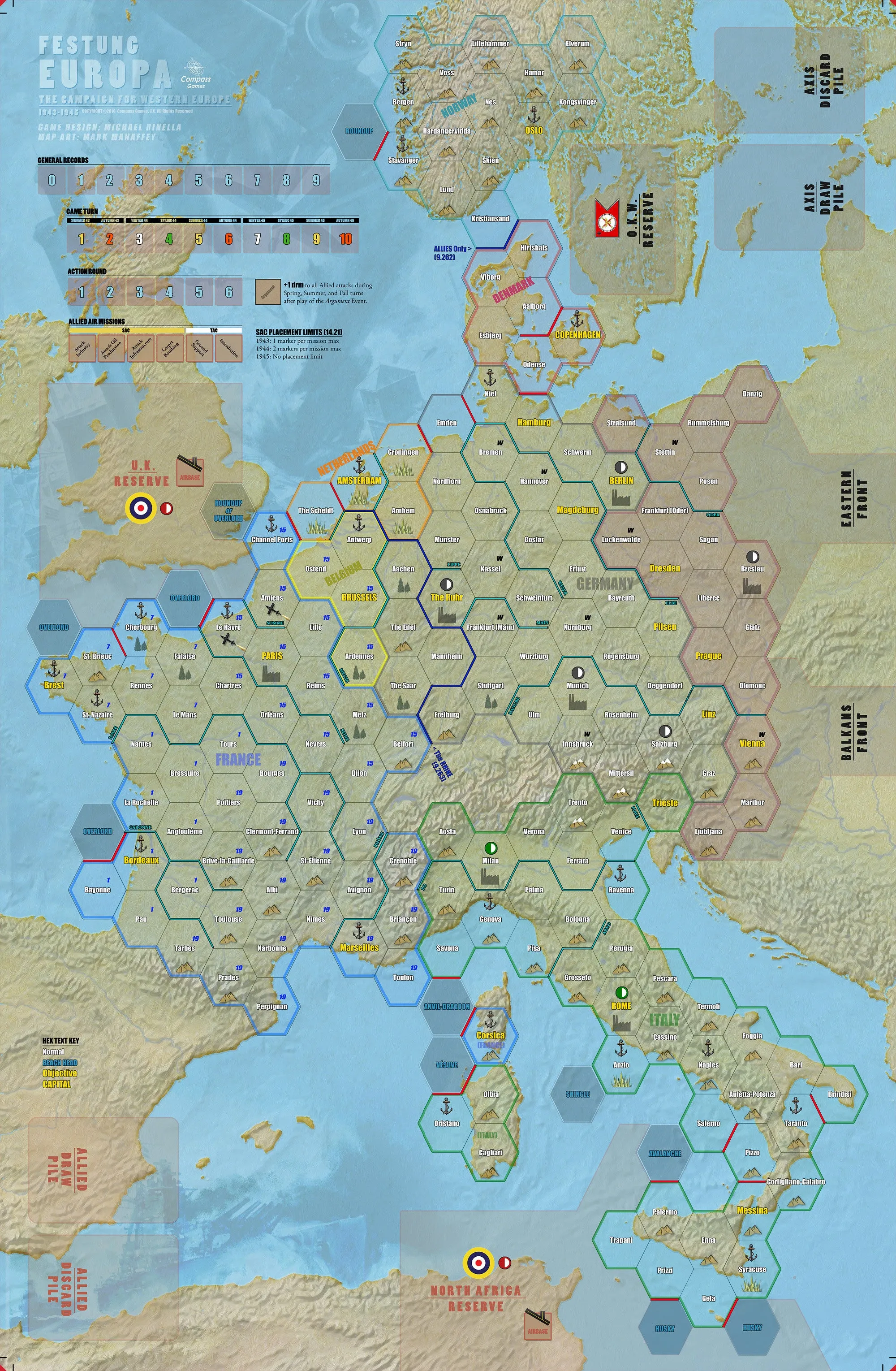 Compass Games Festung Europa:The Campaign for Western Europe, 1943–1945 CPA 1033