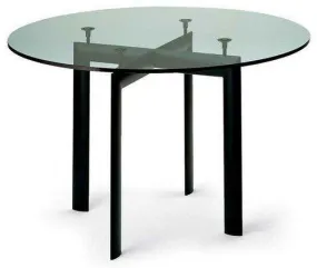 Contemporary Glass Top Table Inspired by Le Corbusier