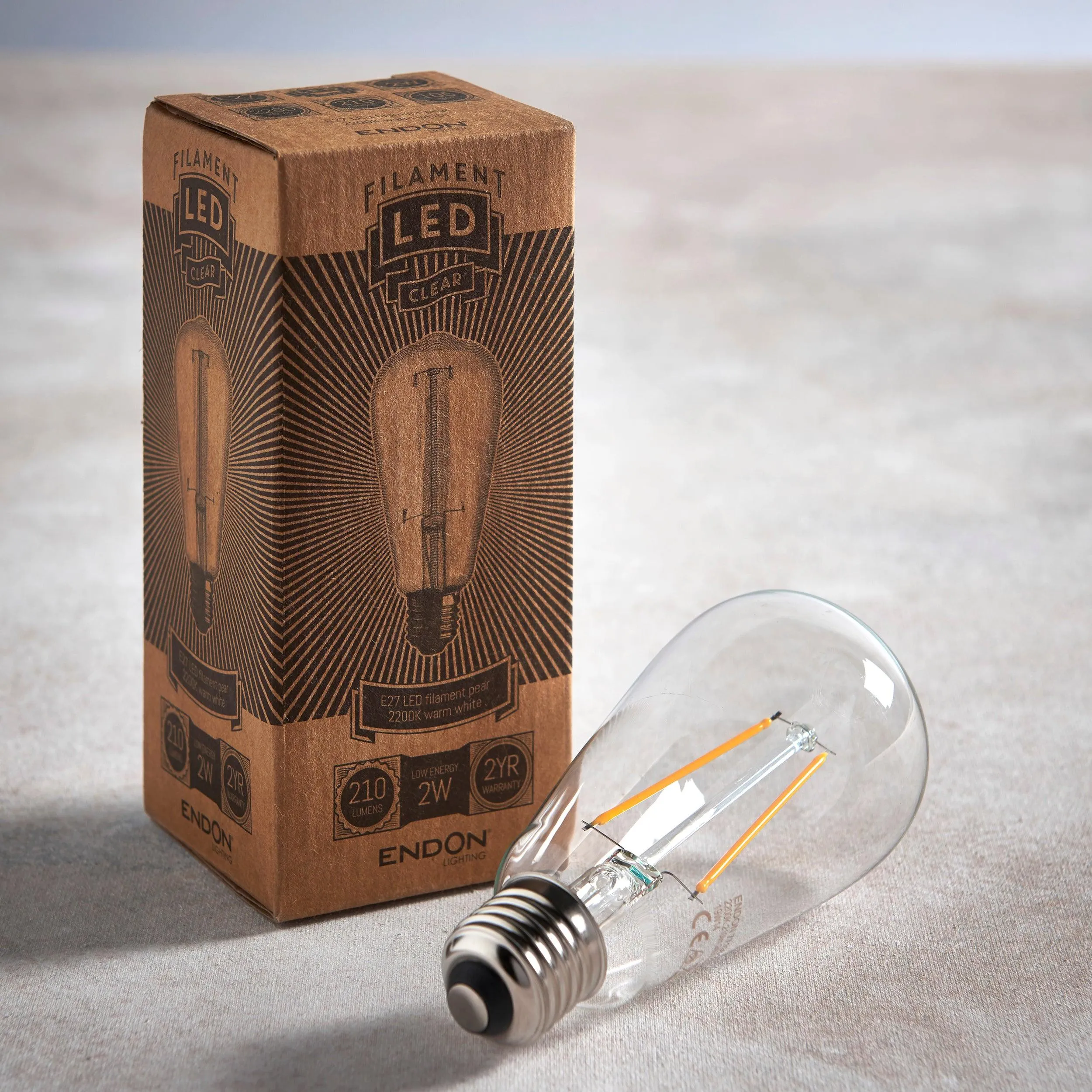 E27 LED Decorative Filament Clear Pear Shaped 2w Light Bulb