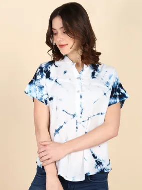 Half Sleeves Tie Dyed Fitted Rayon Top