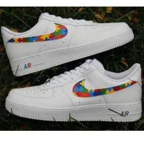 Hand Drawn Rainbow Puzzle Custom Air Force 1