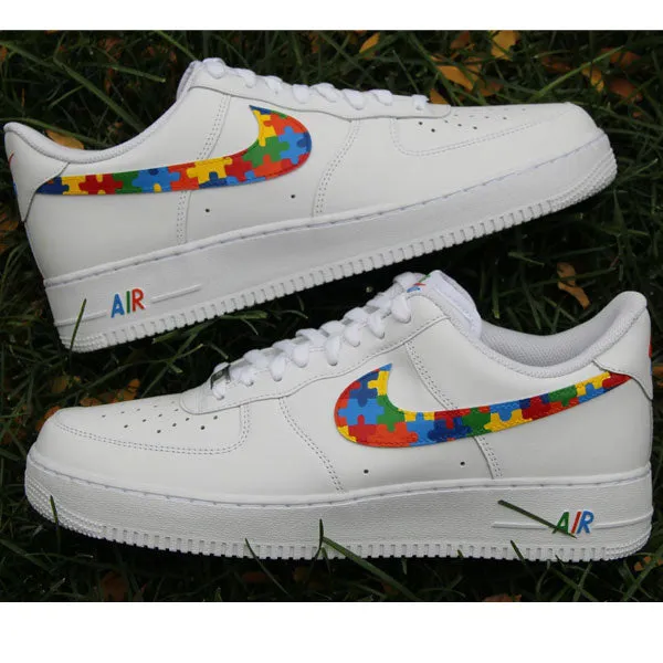Hand Drawn Rainbow Puzzle Custom Air Force 1