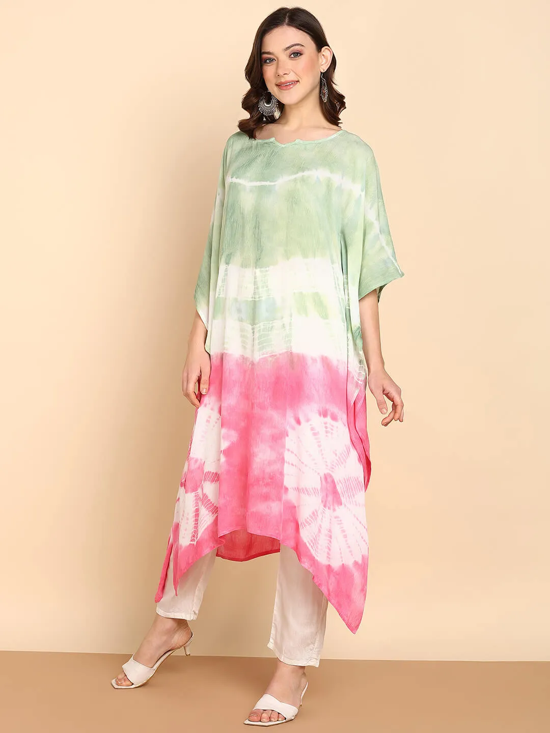 Hand Dyed Loose Fitted Crepe Kaftan Kurta