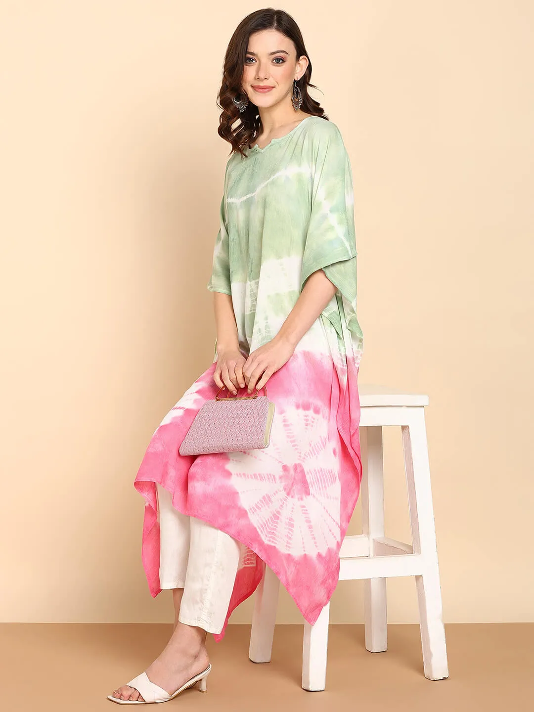 Hand Dyed Loose Fitted Crepe Kaftan Kurta
