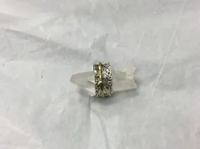 Meditation Ring, Fern Patterned Silver with Gold Band Meditation Ring, Fern Patterned Silver with Gold Band