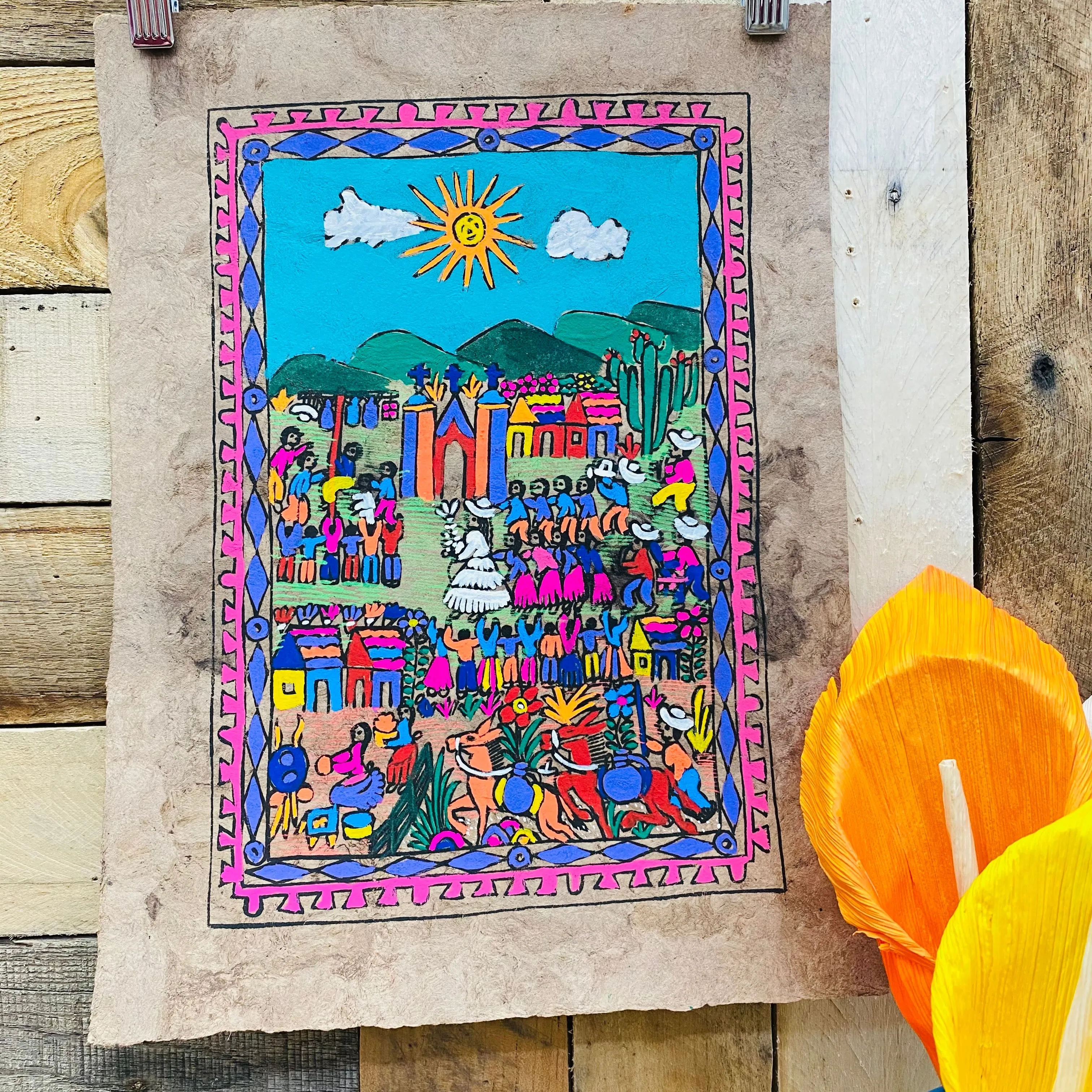 Medium Pueblo Designs - Amate Paintings