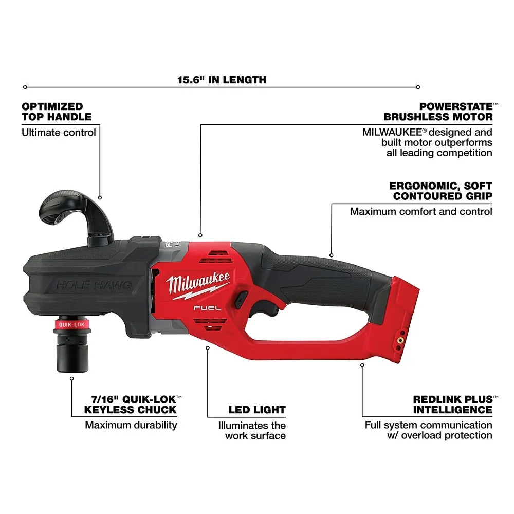 Milwaukee 2808-20 M18 FUEL HOLE HAWG Right Angle Drill w/ QUIK-LOK - Bare Tool