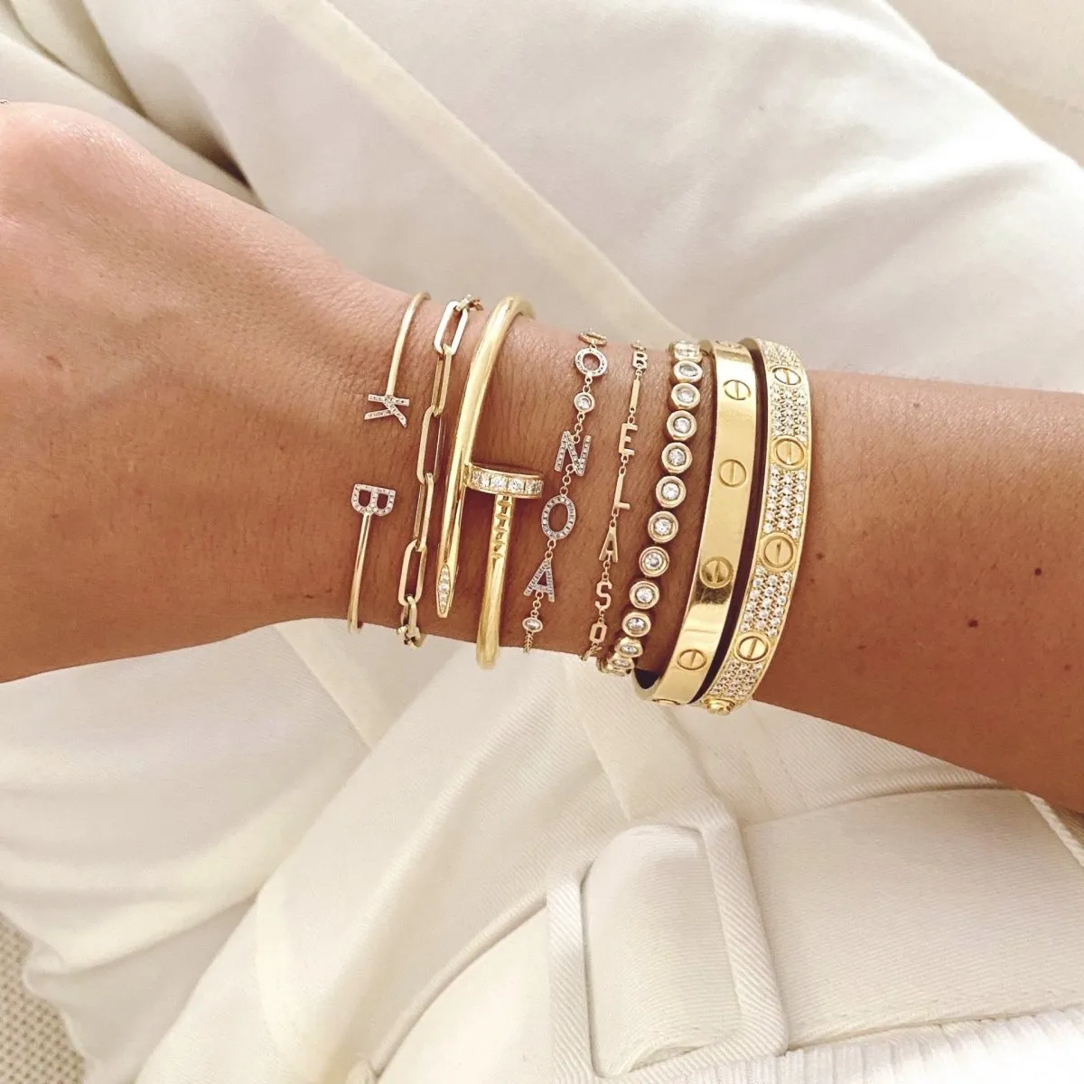 Mini Pave Letter Bracelet (custom)