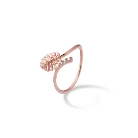 Monstera Ring in Rose Gold with Diamonds - 9mm