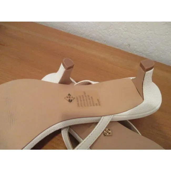 Nanette Lepore Soft White Pebbled T Strap Slip On Mulesslides Size Us