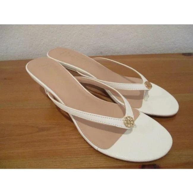 Nanette Lepore Soft White Pebbled T Strap Slip On Mulesslides Size Us