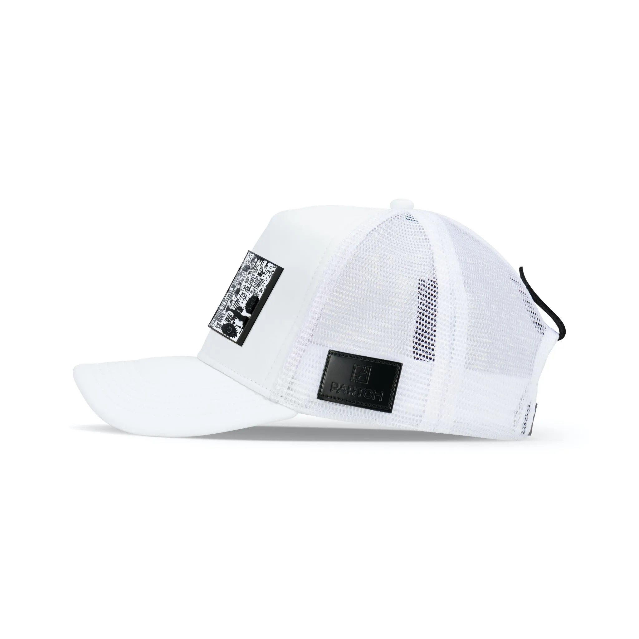 PARTCH Pop Love Trucker Hat White with Swarovski Crystals
