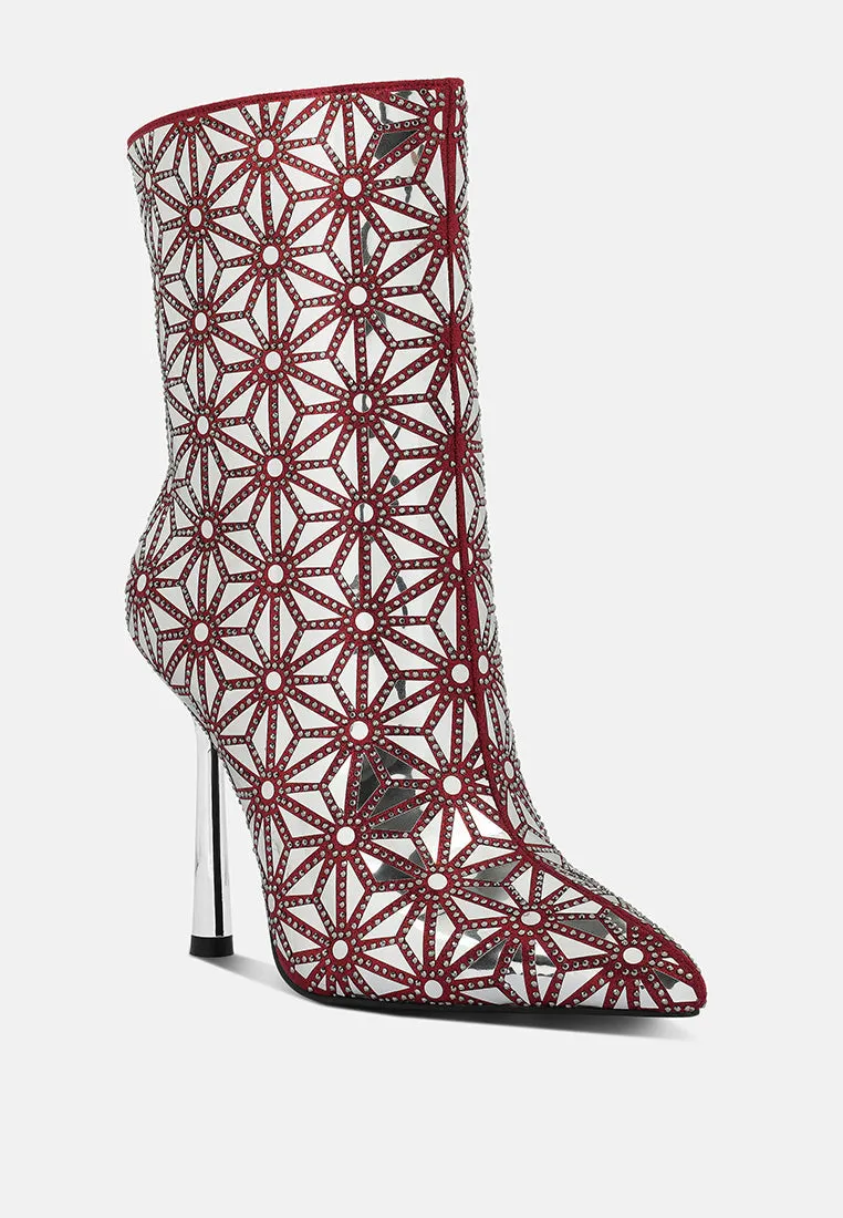 Precious mirror embellished high ankle boots