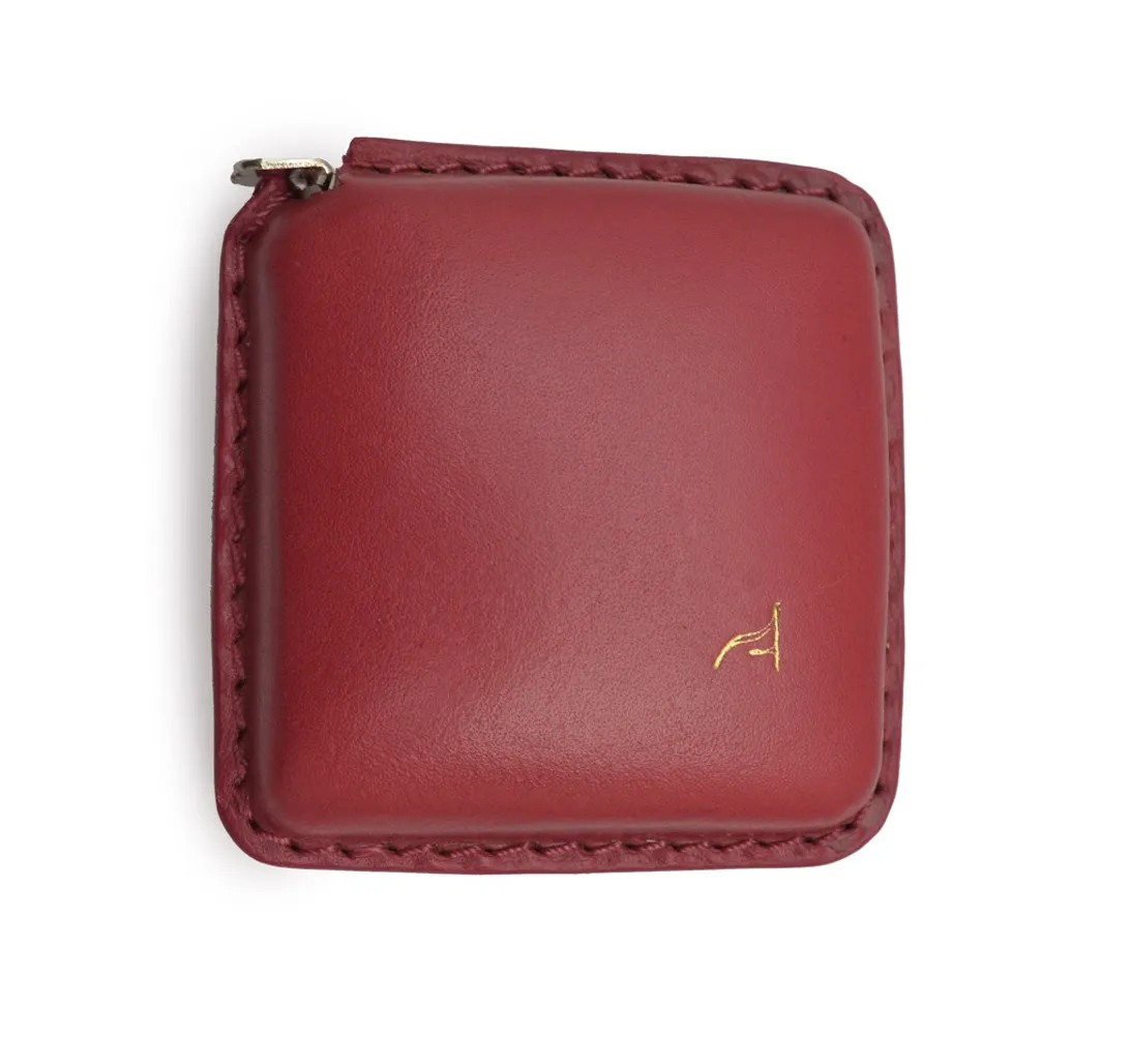 Red Leather Finish Retractable Measuring Tape | Saddle Leather | Unique Design