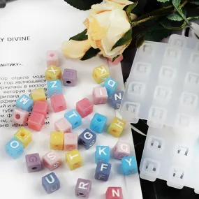 Resin Square Letter Bead Alphabet Silicone Mold