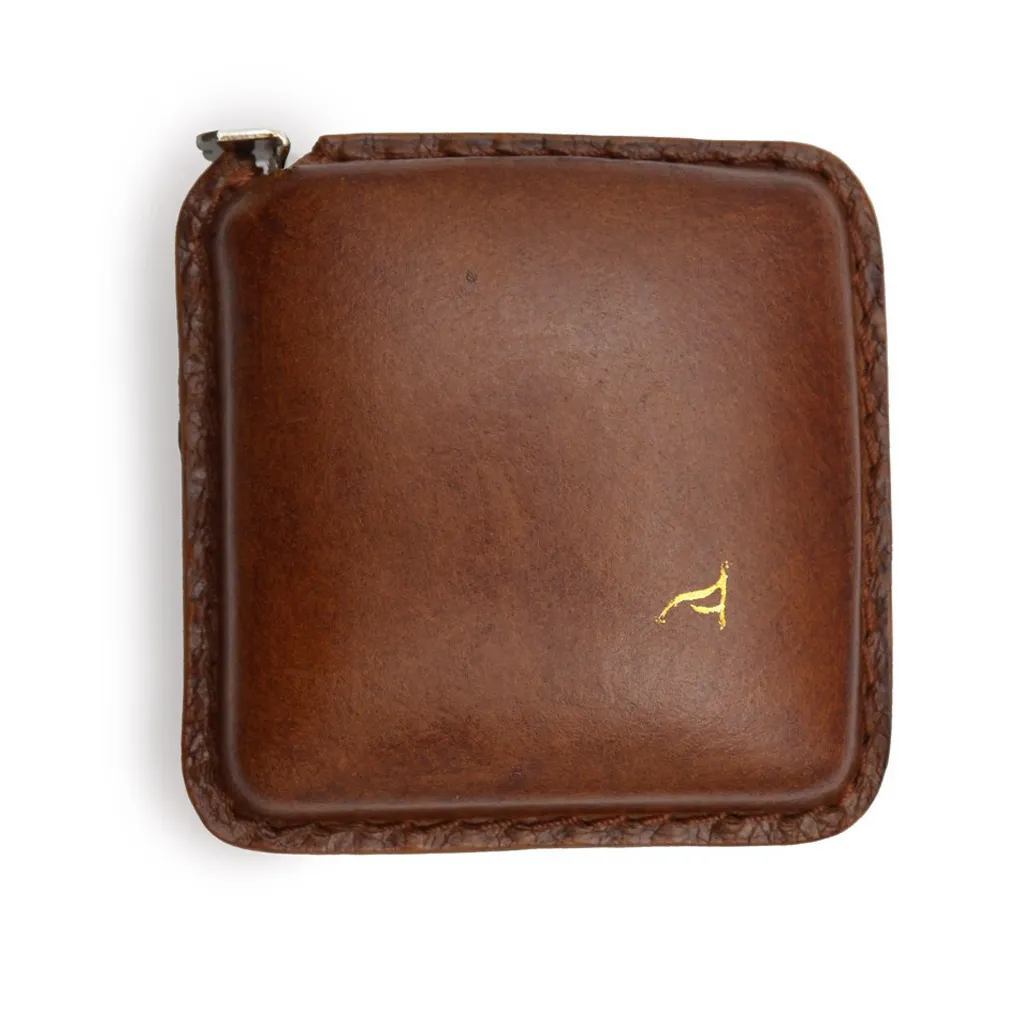 Tan Leather Finish Retractable Measuring Tape | Saddle Leather | Unique Design