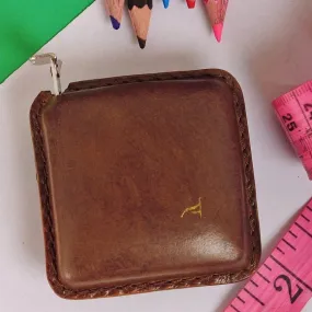Tan Leather Finish Retractable Measuring Tape | Saddle Leather | Unique Design