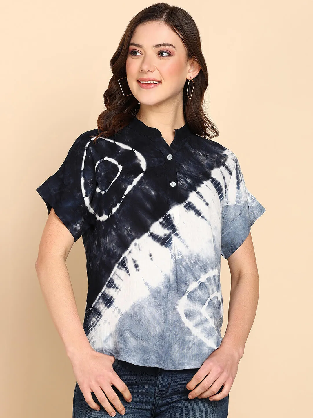 Tie Dyed Fitted Rayon Top for Women