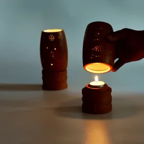 Unique Design Tealight Candle Holder Stand | Artistic | Terracotta | Set of 2