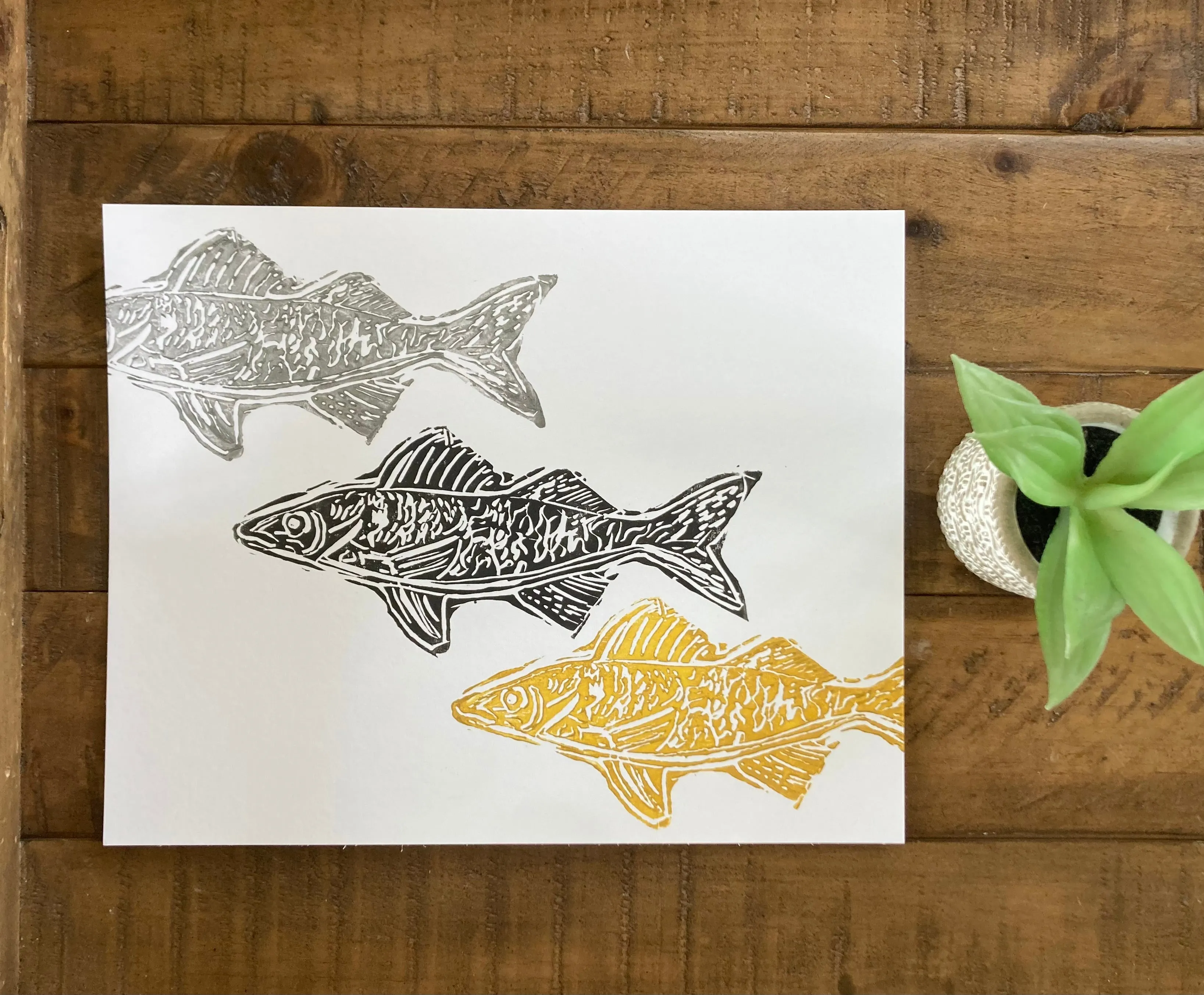 Walleye Swim Block Print