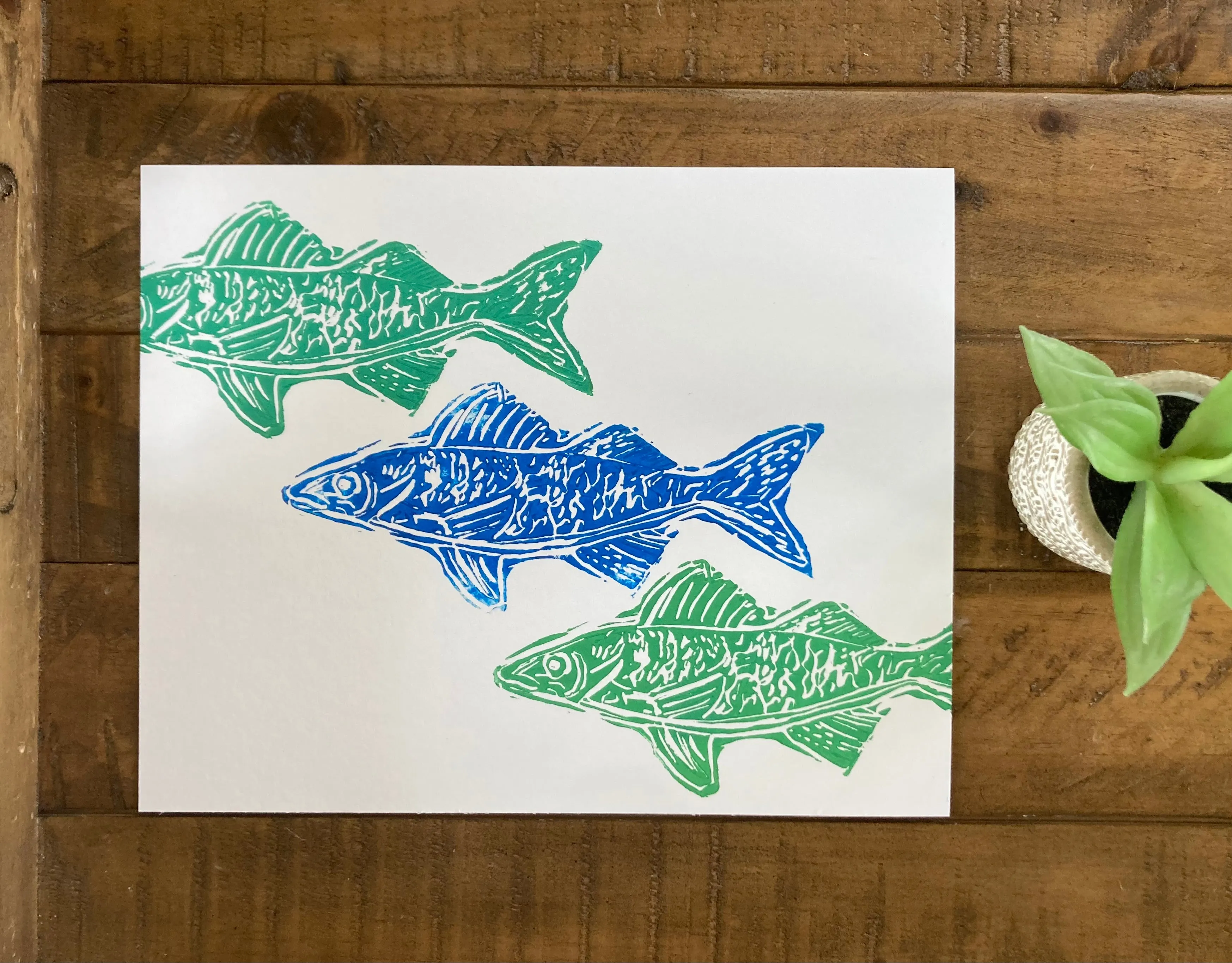 Walleye Swim Block Print