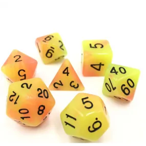 Yellow & Red Glow Poly Dice Set -GYRB1